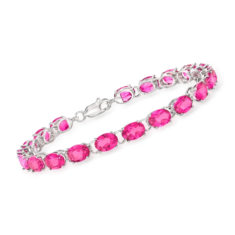 bracelets for everyday wear -Ross-Simons Pink Topaz Tennis Bracelet in Sterling Silver