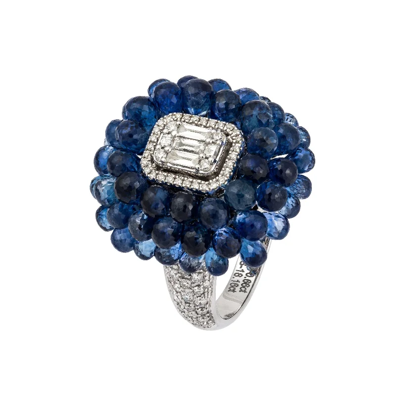 ladies rings with moonstone glow -Briolette Sapphires & Diamonds Ring