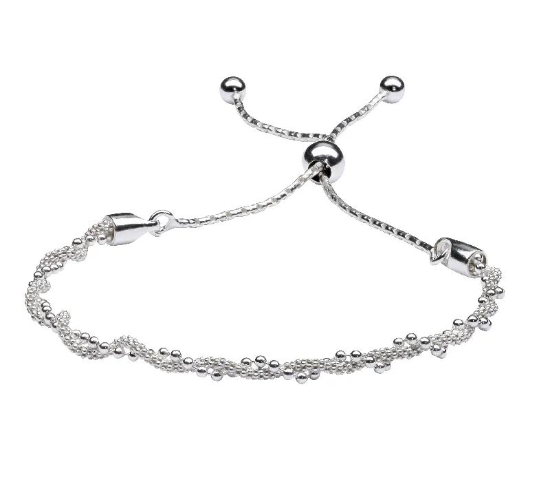 bracelets minimalist sleek design -Sterling Silver Bolo Bracelet for Women and Girls with Elegant Twist Design Adjustable Slide Closure