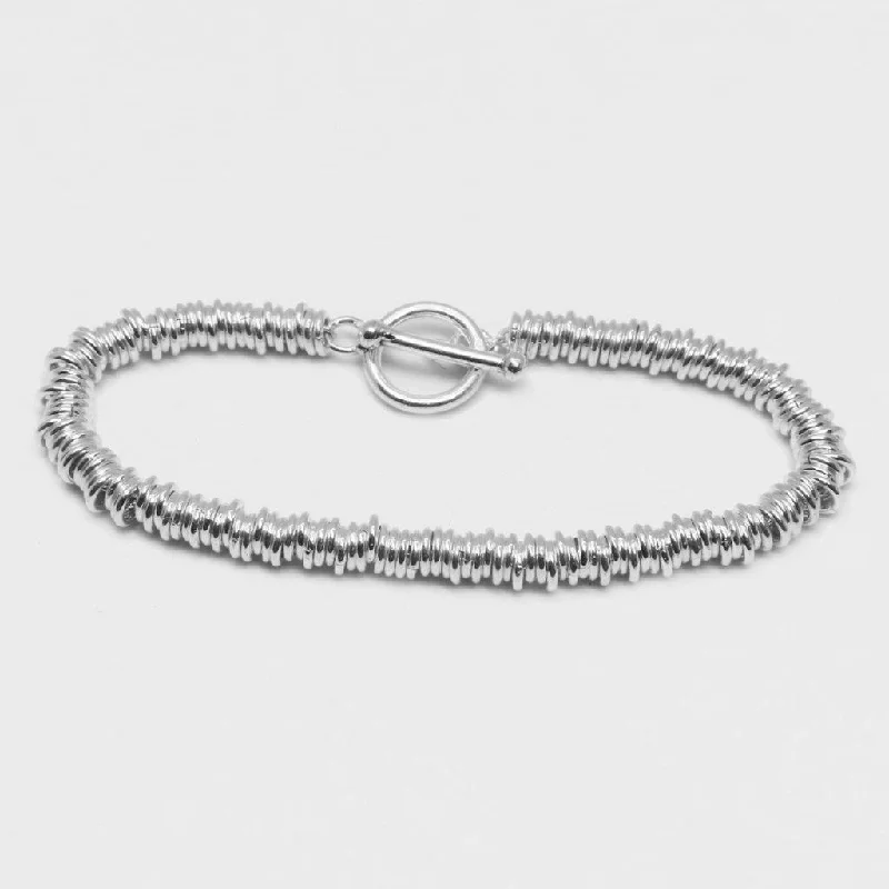 bracelets for mothers gift -Circles Link Sterling Silver Bracelet