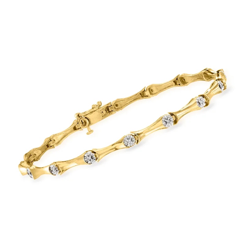 bracelets with black diamond -Ross-Simons Diamond Station Bracelet in 18kt Gold Over Sterling