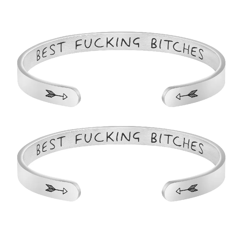 bracelets with moon charm -Best Funking Bitches Set of 2  Bracelets