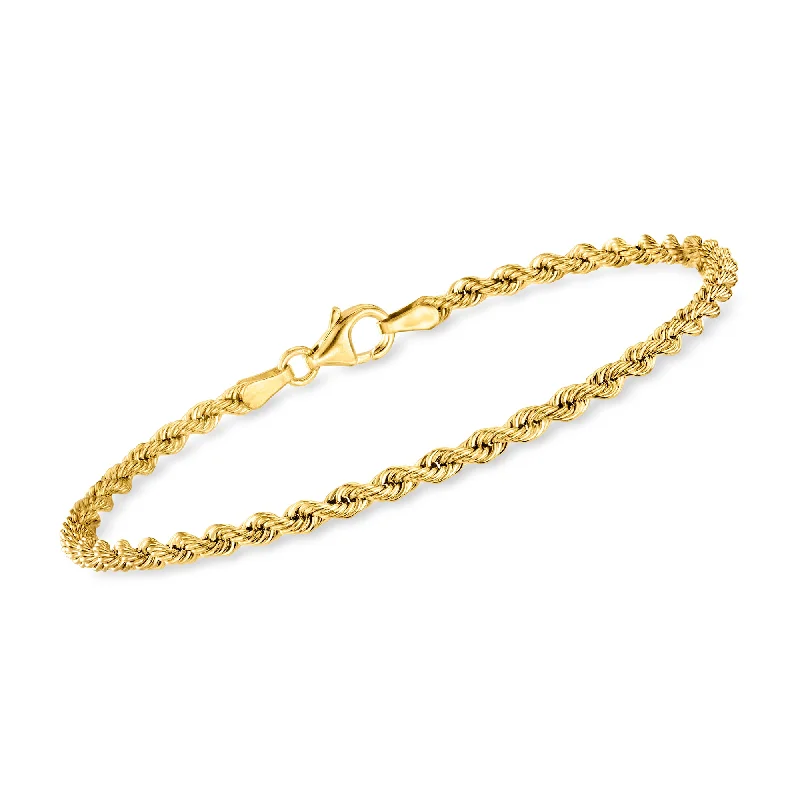 bracelets timeless beauty -Ross-Simons Italian 2.7mm 18kt Yellow Gold Rope-Chain Bracelet