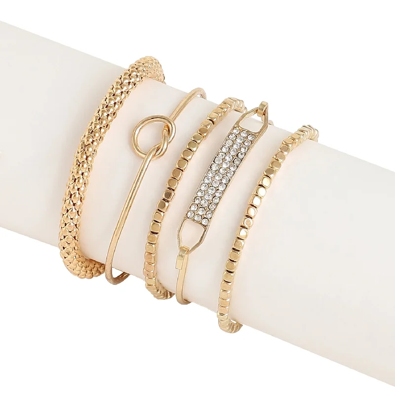 bracelets for casual chic -Gold Plated Designer Stone Casual Bracelet For Women