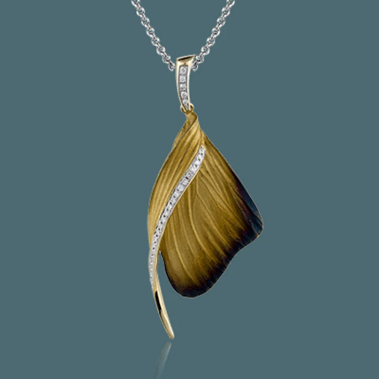 ladies rings geometric unique shape -A delicate swirl of .13 ctw white diamonds highlights this contemporary pendant, featuring an eye-catching wood-grain design and suspended from a diamond-encrusted bail.