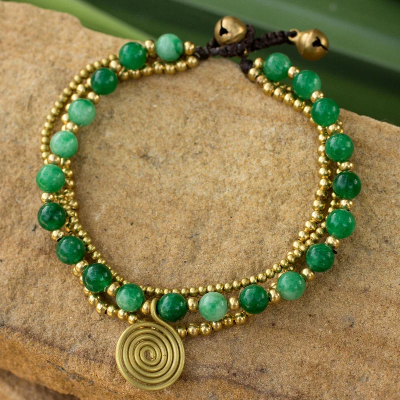 bracelets for gifting ideas -Daydreams Brass Beaded Aventurine Bracelet from Thailand