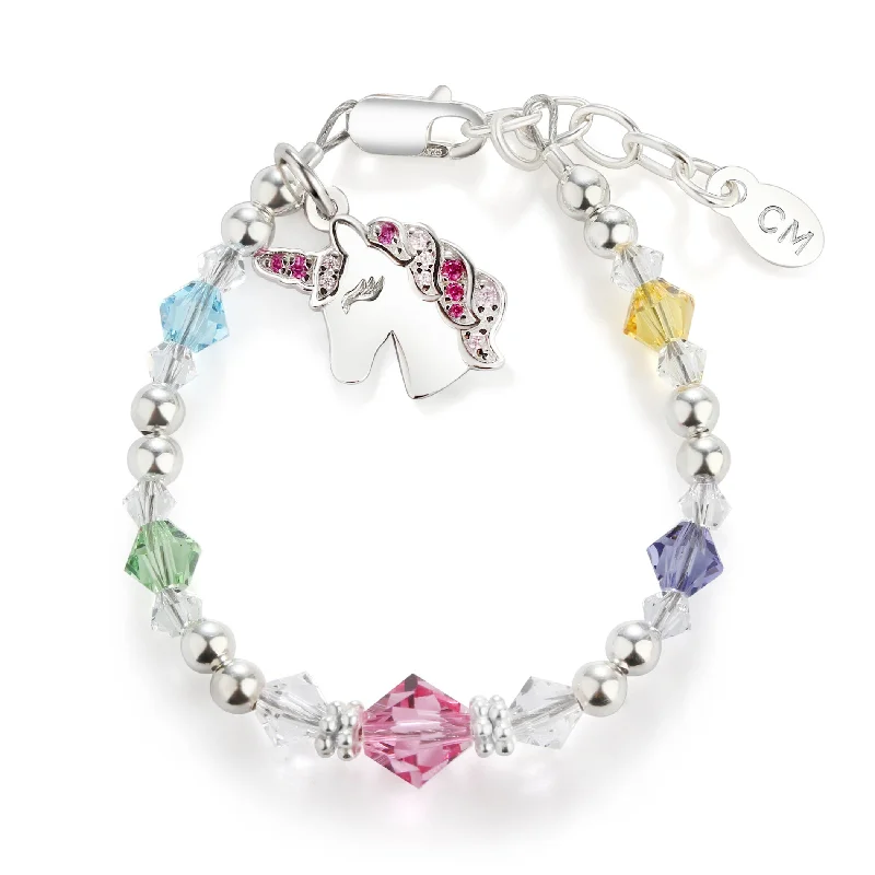 bracelets with lock charm -SALE! Unicorn (Rainbow) - Sterling Silver Unicorn Bracelet