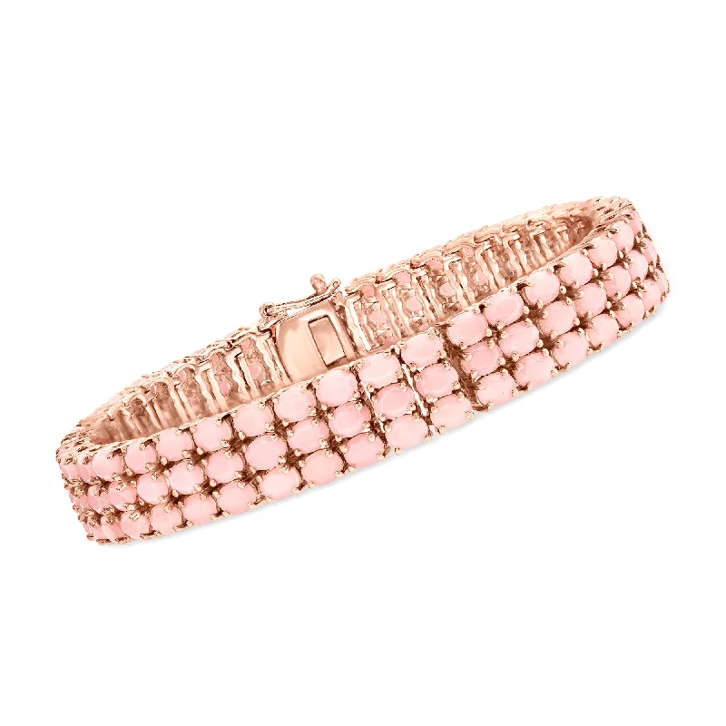 bracelets for mothers gift -Ross-Simons Pink Opal Multi-Row Tennis Bracelet in 18kt Rose Gold Over Sterling