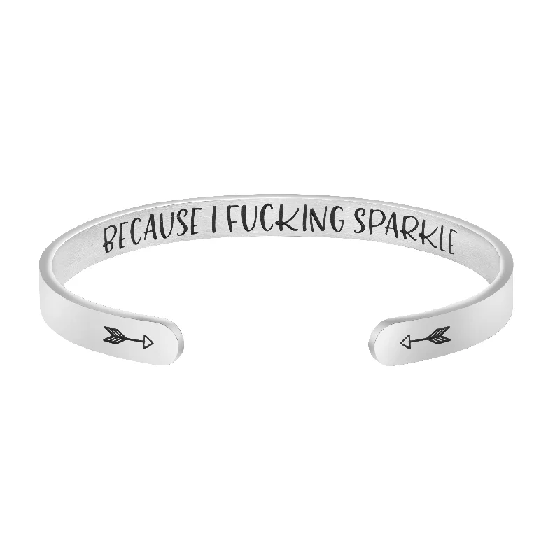 bracelets with feather pendant -Because I F**king Sparkle Inspirational Bracelets