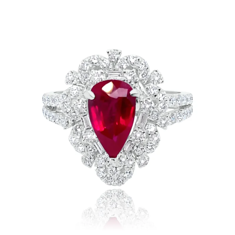 ladies rings for special occasions -Pear shape Ruby & Diamonds "Maya" Ring