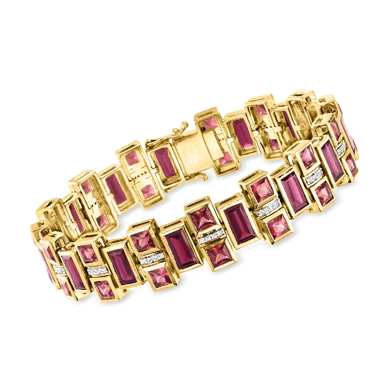 bracelets for prom night -Ross-Simons Rhodolite Garnet and . White Topaz Bracelet in 18kt Gold Over Sterling