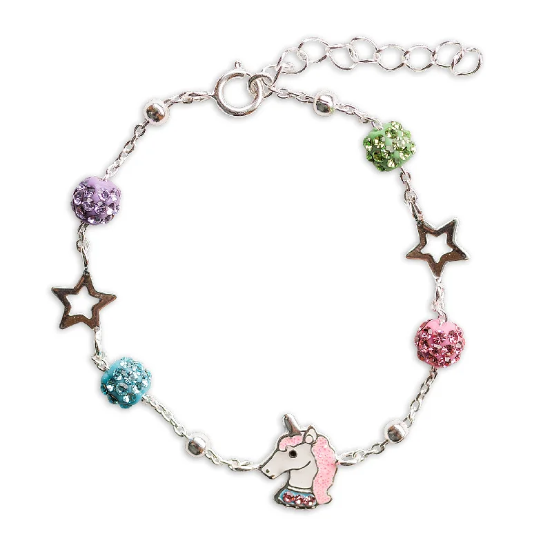 bracelets with crystal beads -SALE! Sterling Silver Unicorn Stardust Bracelet for Kids