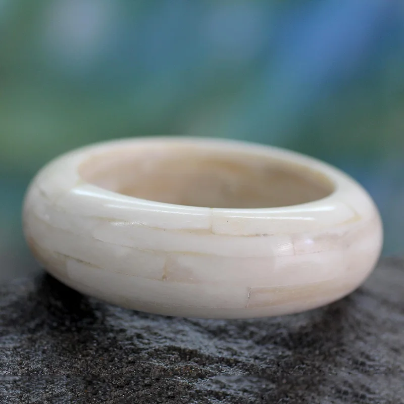 bracelets minimalist sleek design -Delhi Clouds Bone Bangle Bracelet Handmade Indian Jewelry