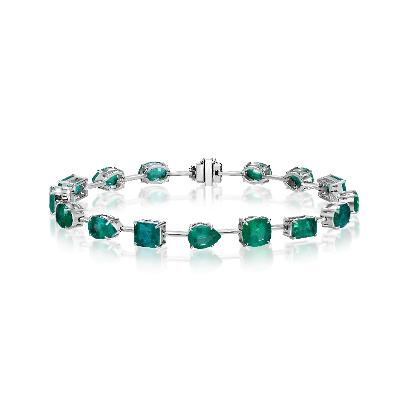 bracelets with red ruby -11.75 Carat Mixed-Shape Emerald Bracelet