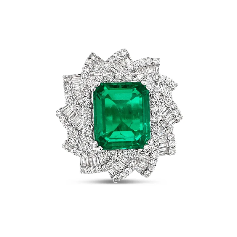 ladies rings with birthstone glow -Emerald & Diamonds"Margaret" Ring