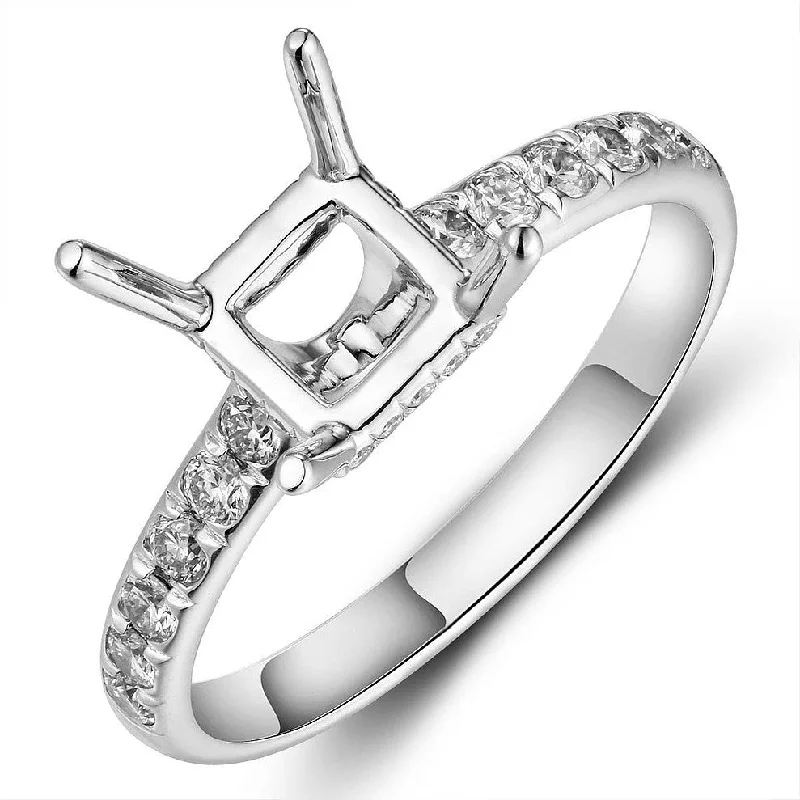 ladies rings trendy 2025 style -Four Prong Ring Mount with Brilliant cut Diamonds