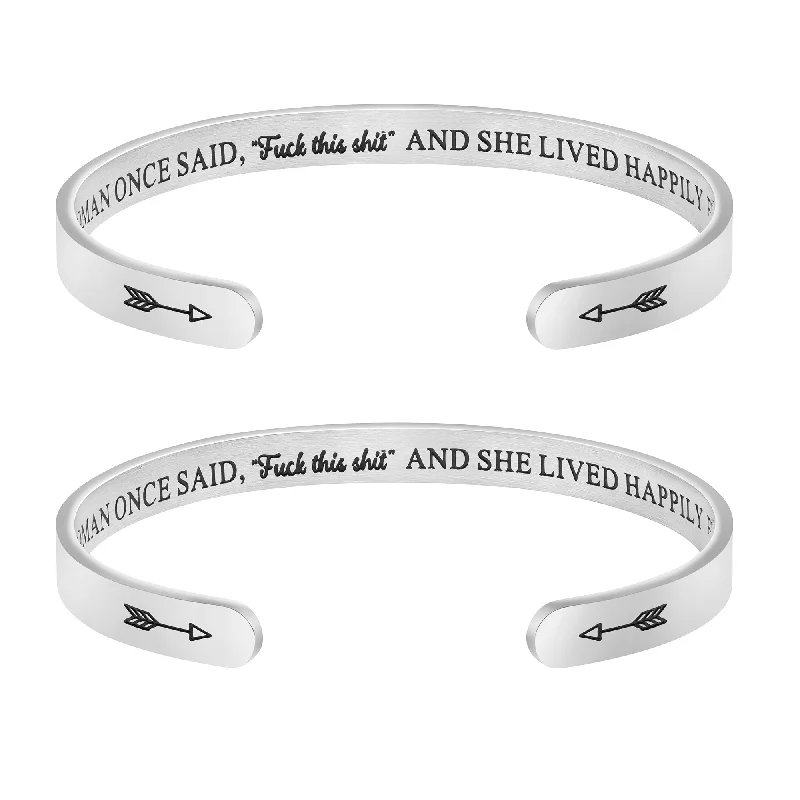 bracelets for party glamour -A Wise Woman Once Said She Lived Happily Ever After Set of 2 Bracelets