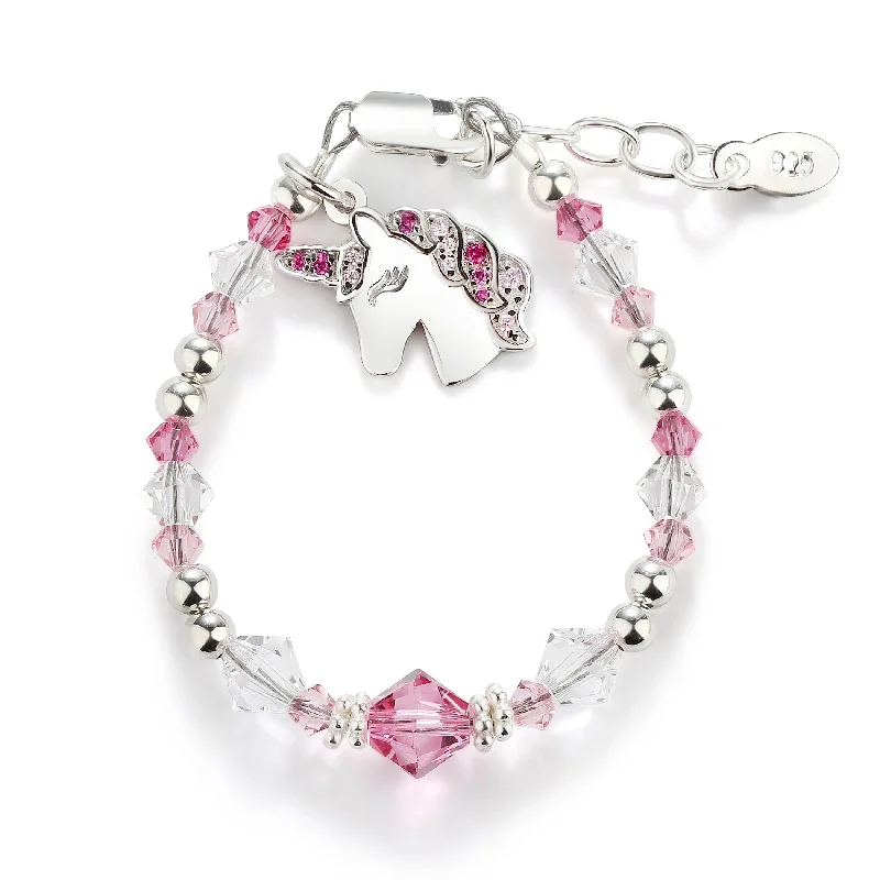 bracelets romantic delicate style -SALE! Unicorn (Pink) - Sterling Silver Unicorn Bracelet for Little Girls