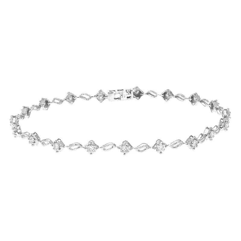 bracelets for women gold elegance -1 cttw Classic Diamond Bracelet in 10K White Gold 7 Inch