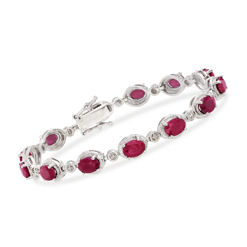 bracelets with blue topaz -Ross-Simons Ruby Bracelet in Sterling Silver