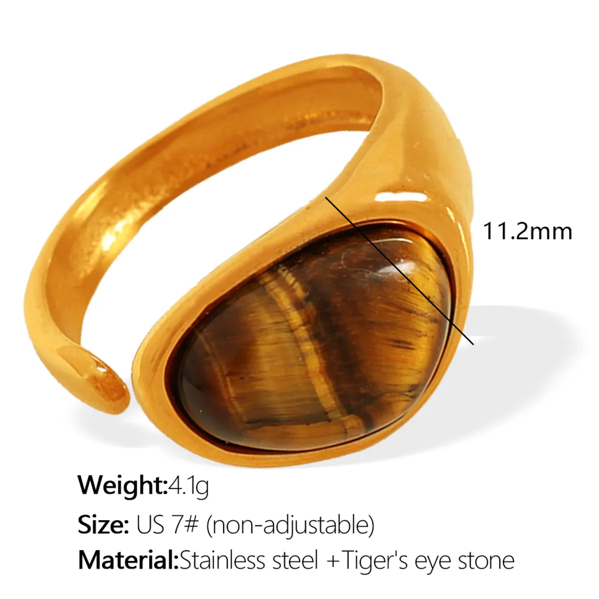 7# Brown Tigereye Gold Ring