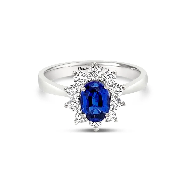 ladies rings for bold fashion -Oval Cut Sapphire & Diamonds "Megan" Ring