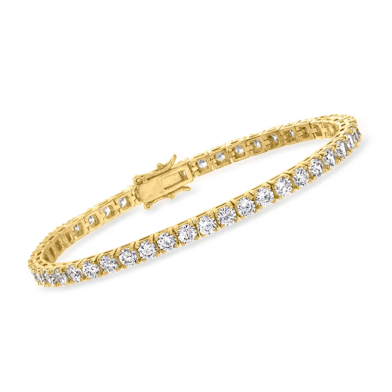 bracelets hypoallergenic metal -Ross-Simons CZ Tennis Bracelet in 14kt Gold Over Sterling