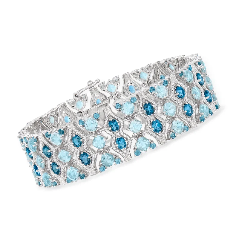 bracelets with ruby red -Ross-Simons London and Sky Blue Topaz Bracelet in Sterling Silver