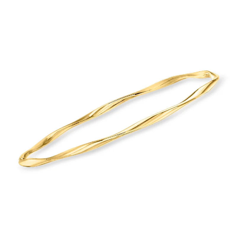 bracelets for fashion lovers -Ross-Simons Italian 14kt Yellow Gold Twisted Bangle Bracelet