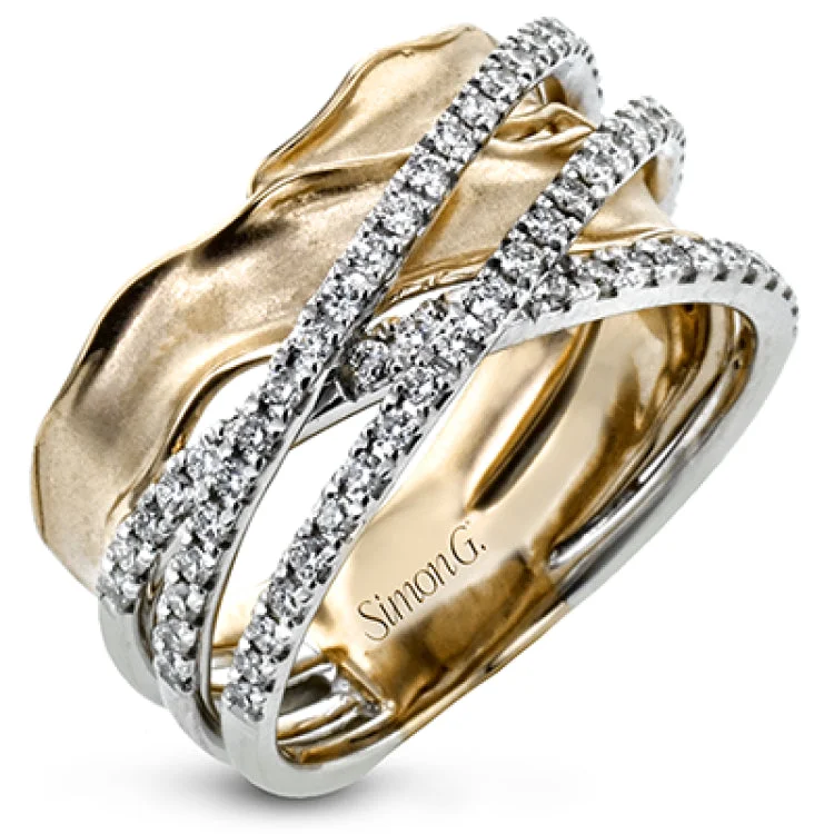 ladies rings two tone metal -LR2624 RIGHT HAND RING