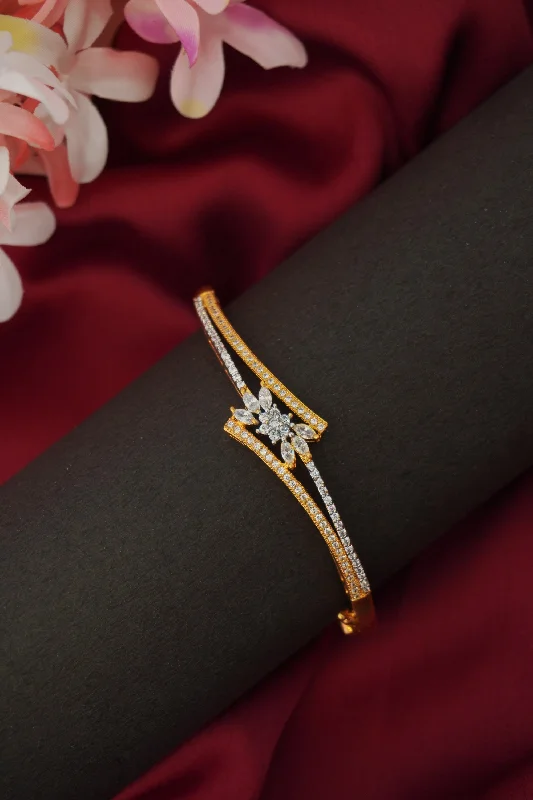 bracelets for women gold elegance -Fancy Gold Plated American Diamond Bracelet