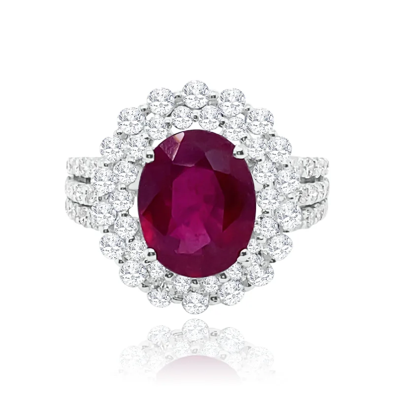 ladies rings for fashion lovers -Oval Ruby & Diamonds "Briana" Ring