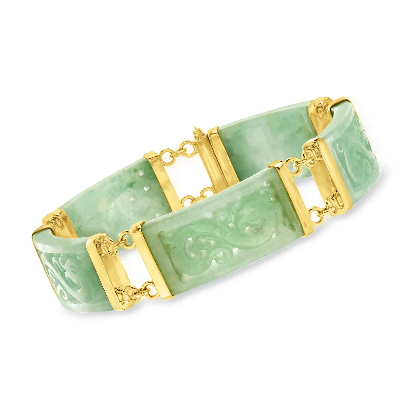 bracelets hypoallergenic metal -Ross-Simons Jade Dragon Bracelet With 18kt Gold Over Sterling