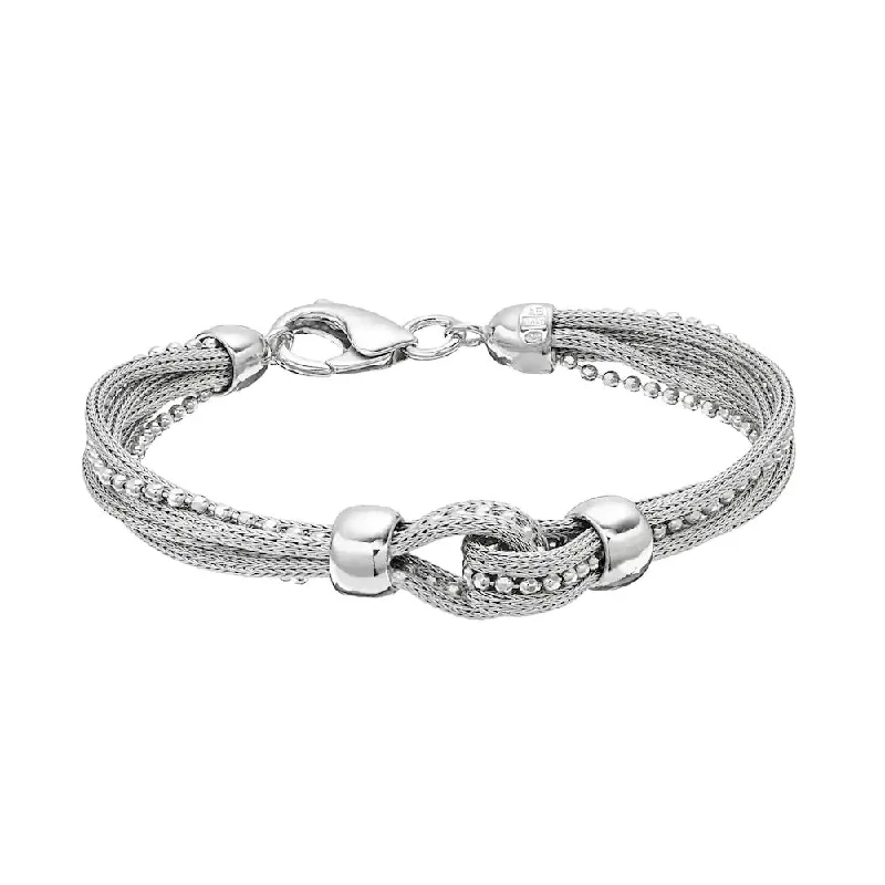 bracelets slim elegant style -Sterling Silver Mesh Bracelets with Lobster Claw Clasp 7.5 Inch