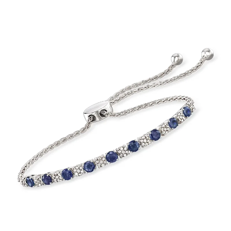 bracelets handmade unique craft -Ross-Simons Sapphire and . Diamond Bolo Bracelet in Sterling Silver