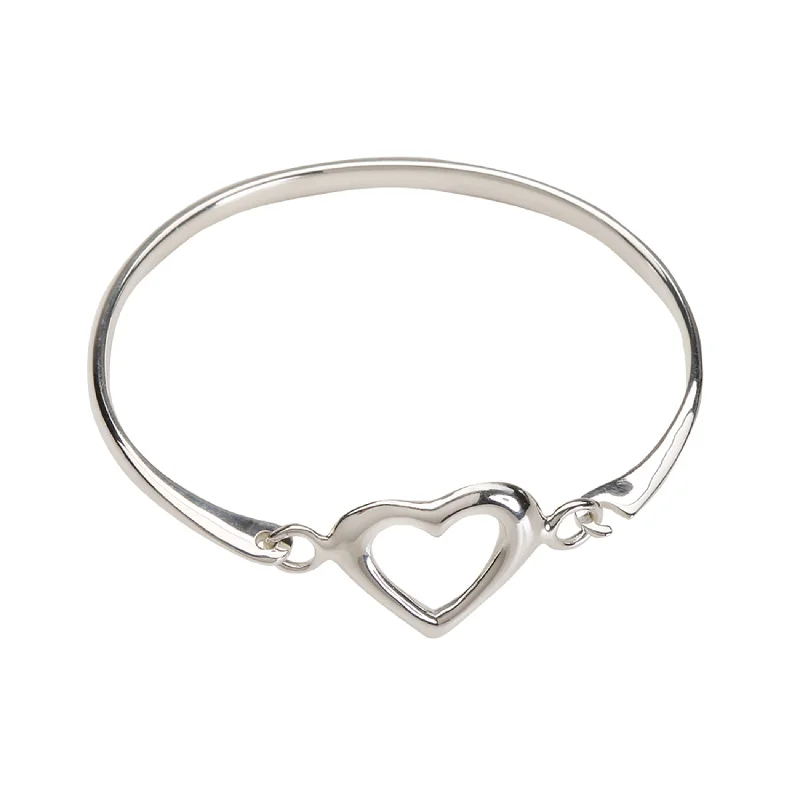 bracelets for couples love -Sterling Silver Heart Bangle Bracelet for Baby and Child