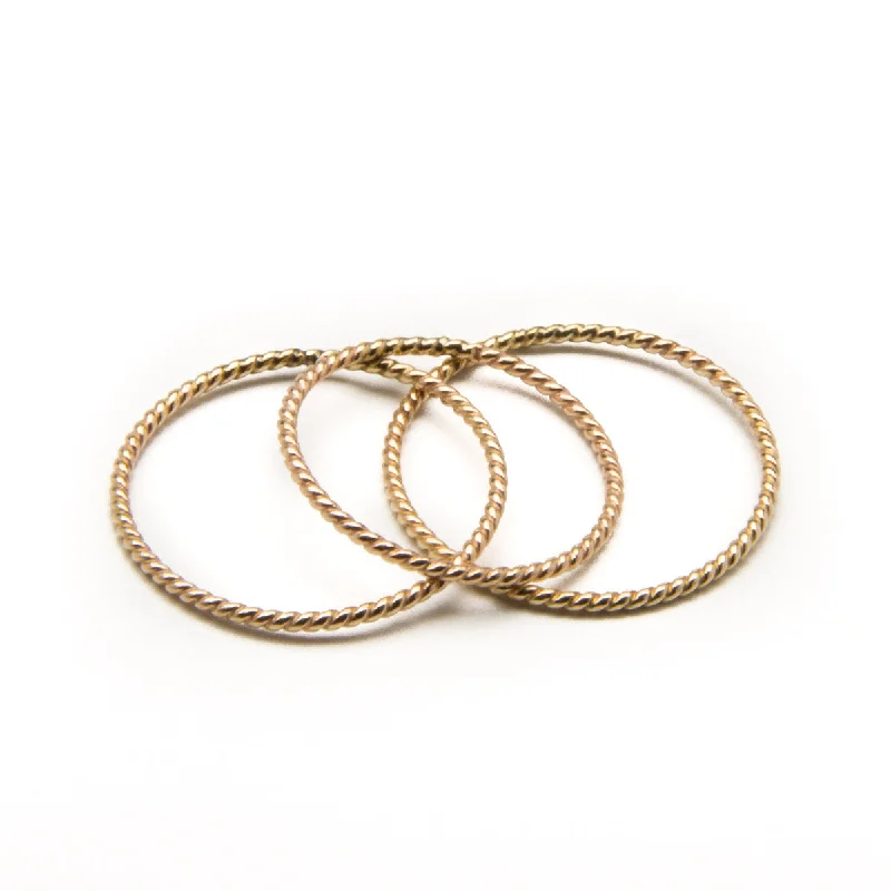 ladies rings romantic delicate style -Gold Twist Stacking Ring