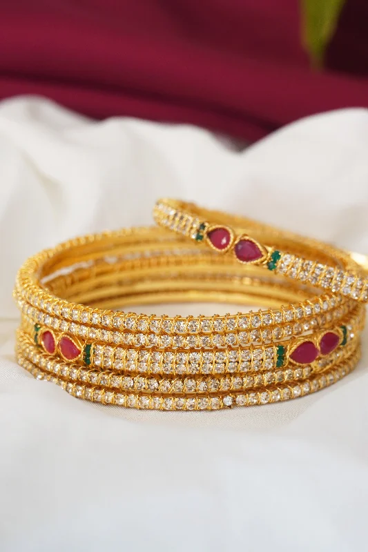 bracelets trendy 2025 style -Ruby and Zircon Bangles