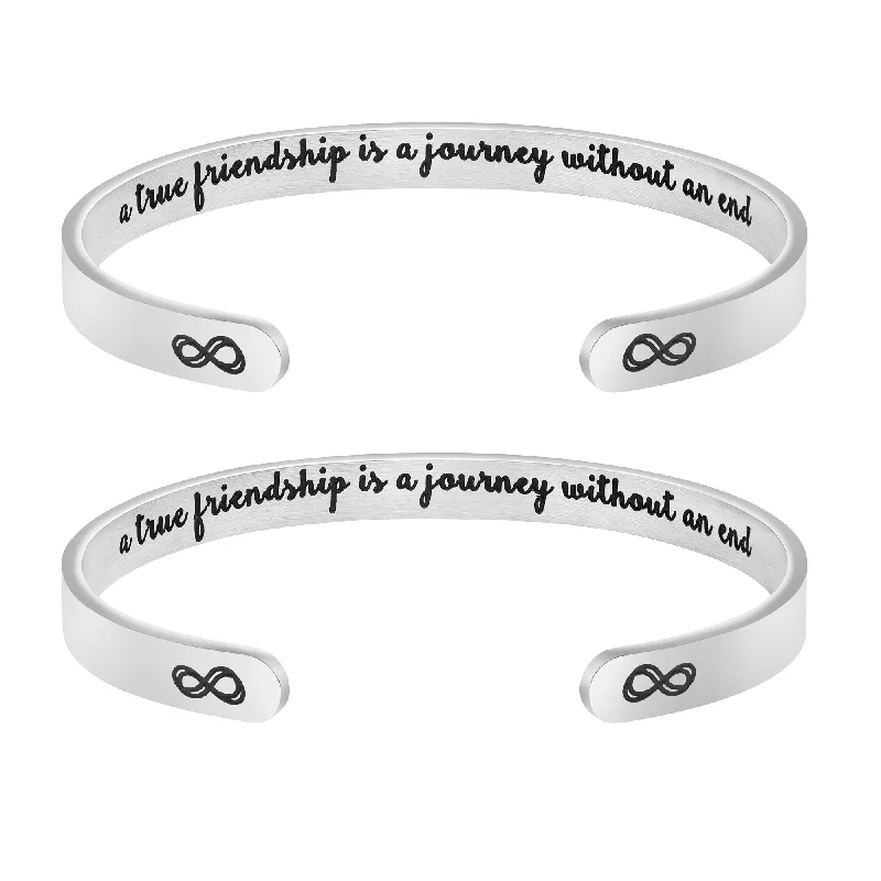 bracelets handmade unique craft -A True Friendship is a Journey Without an End Set of 2 Bracelets