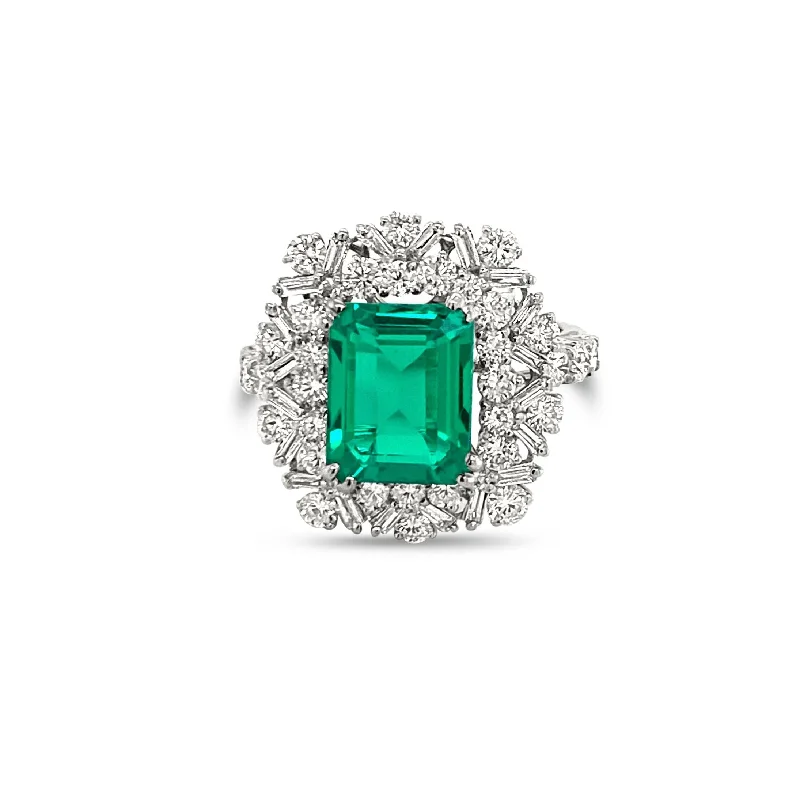 ladies rings anniversary gift idea -Emerald & Diamonds "Eva" Ring