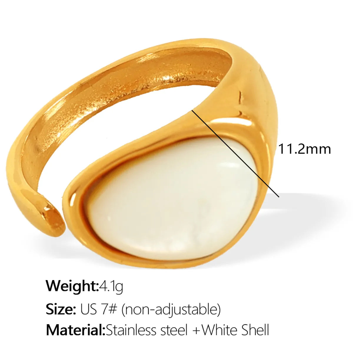 7# White Shell Gold Ring