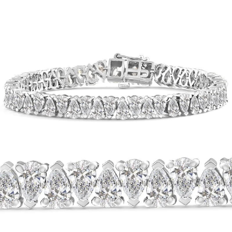 bracelets with sun charm -10Ct Pear Shape Diamond Tennis Bracelet Wide 21.9g 14k White Gold Lab Grown