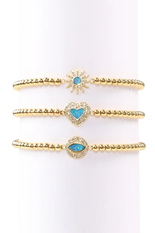 bracelets for office wear -Blue Opal Bracelet Set