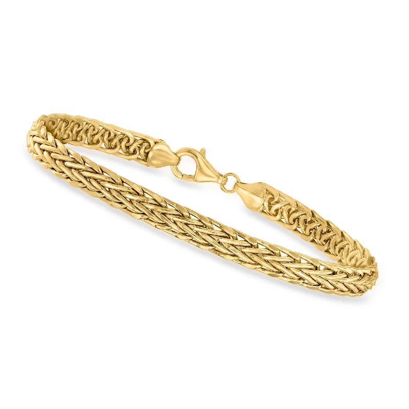 bracelets with floral charm -Canaria 5mm 10kt Yellow Gold Flat Wheat-Link Bracelet