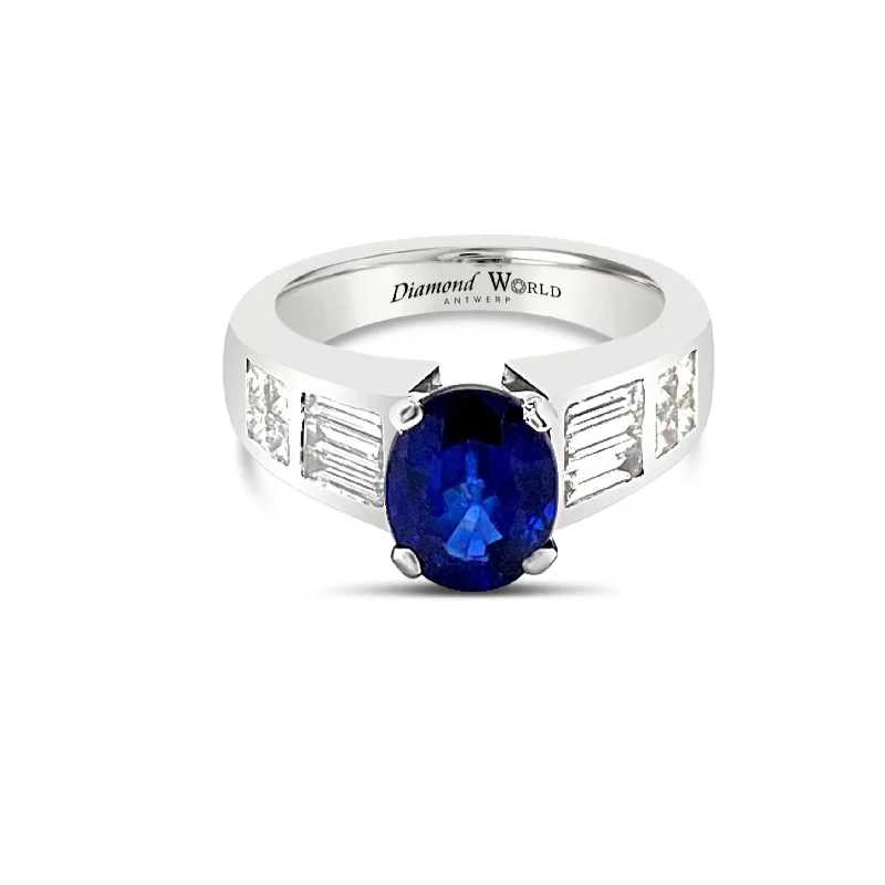 ladies rings for vintage charm -Oval cut Sapphire & Diamonds "Kelly" Ring