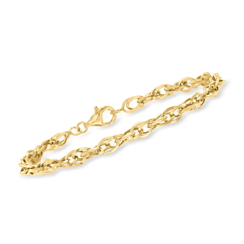 bracelets for beach wear -Ross-Simons 14kt Yellow Gold Interlocking Double Oval-Link Bracelet