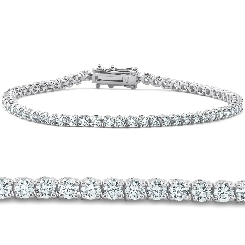 bracelets for young women -4Ct TW 14k White or Yellow Gold Round-Cut Diamond Tennis Bracelet 7" Women's