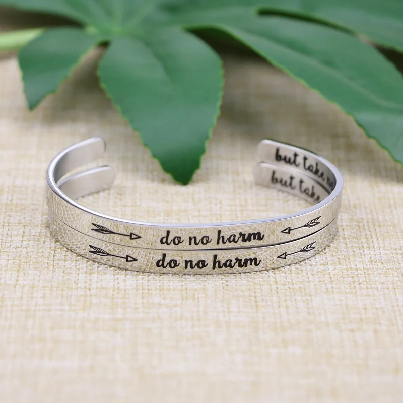 bracelets thin chain elegance -Do No Harm But Take No Shit Set of 2 Bracelets