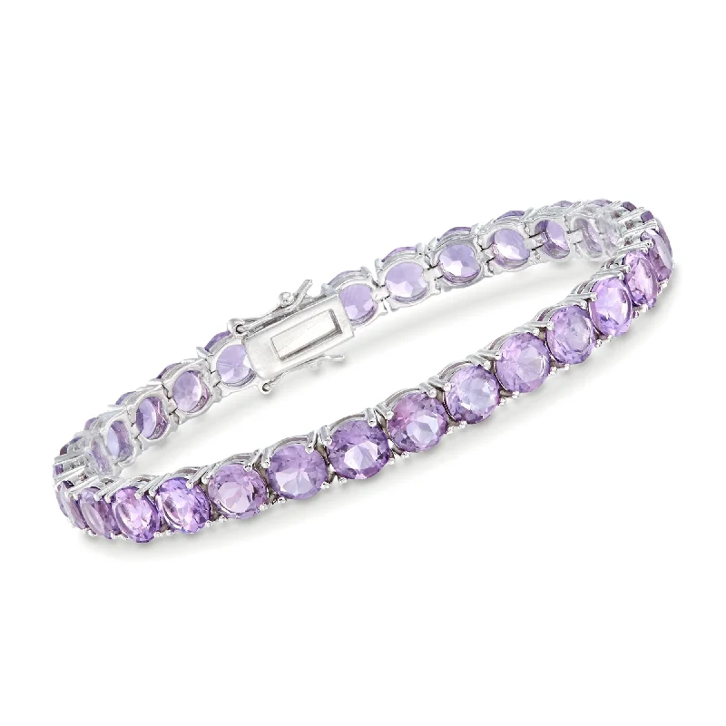 bracelets elegant gold tone -Ross-Simons Amethyst Tennis Bracelet in Sterling Silver