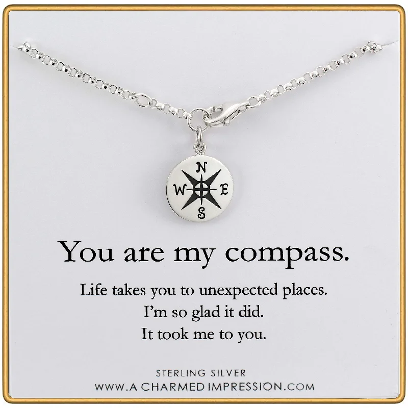 bracelets with black onyx -You are My Compass • I'd be Lost Without You • Intentional Charm Bracelet • Unique Handcrafted Gift for Wife/Girlfriend/Best Friend